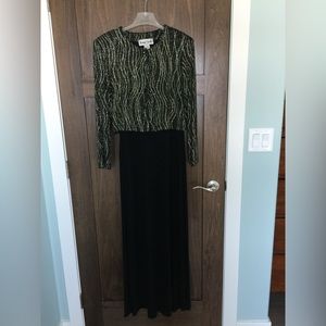 Black dress, 2 piece, gold and silver glitter accents